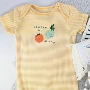 Carter’s Veggin’ Out with Mommy Vegetable Cotton Yellow Striped Infant Bodysuit